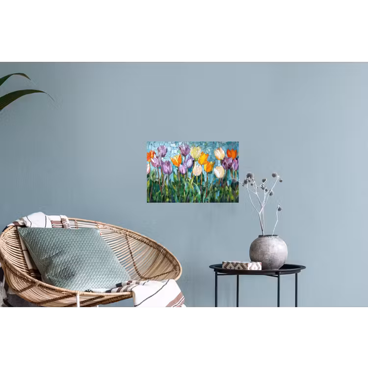 Muursticker - Mozaïek - Veld - Tulpen - Kleurrijk — 4