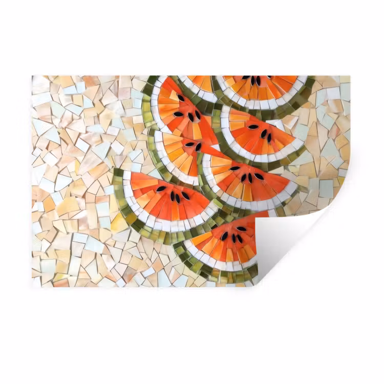 Muursticker - Mozaïek - Watermeloen - Rood - Pitten — 1