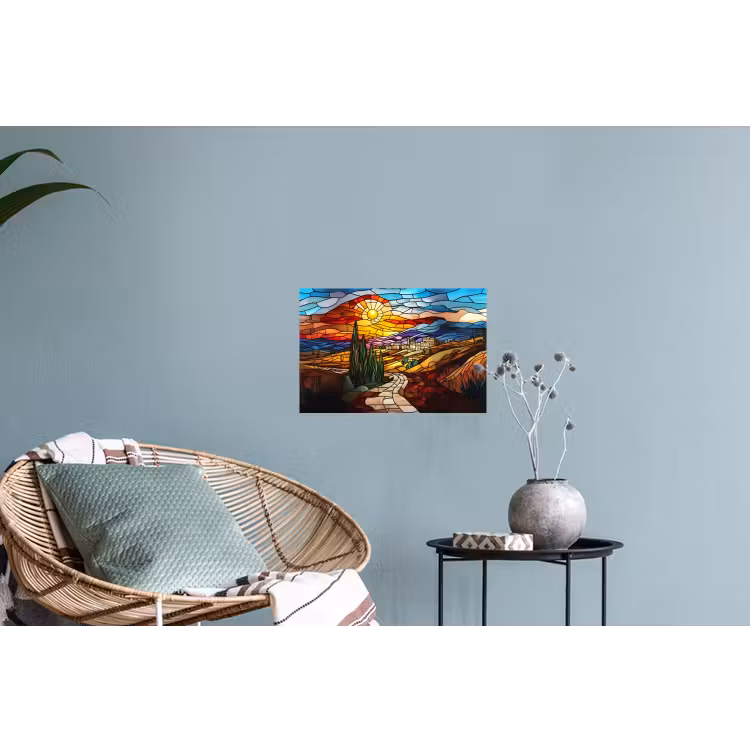 Muursticker - Mozaïek - Zon - Landschap - Dorp — 4