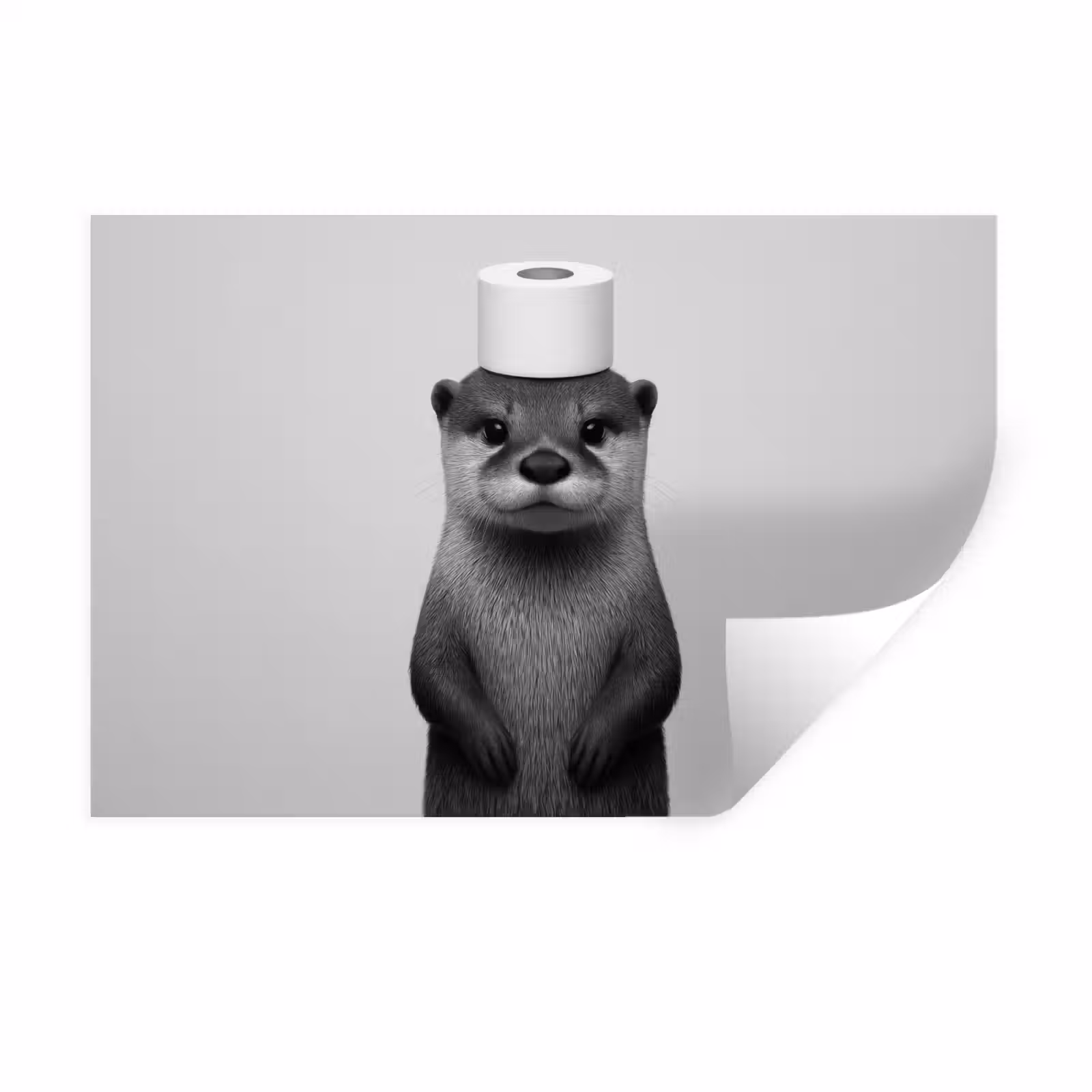 Muursticker - Otter - WC rol - Zwart - Wit — 1