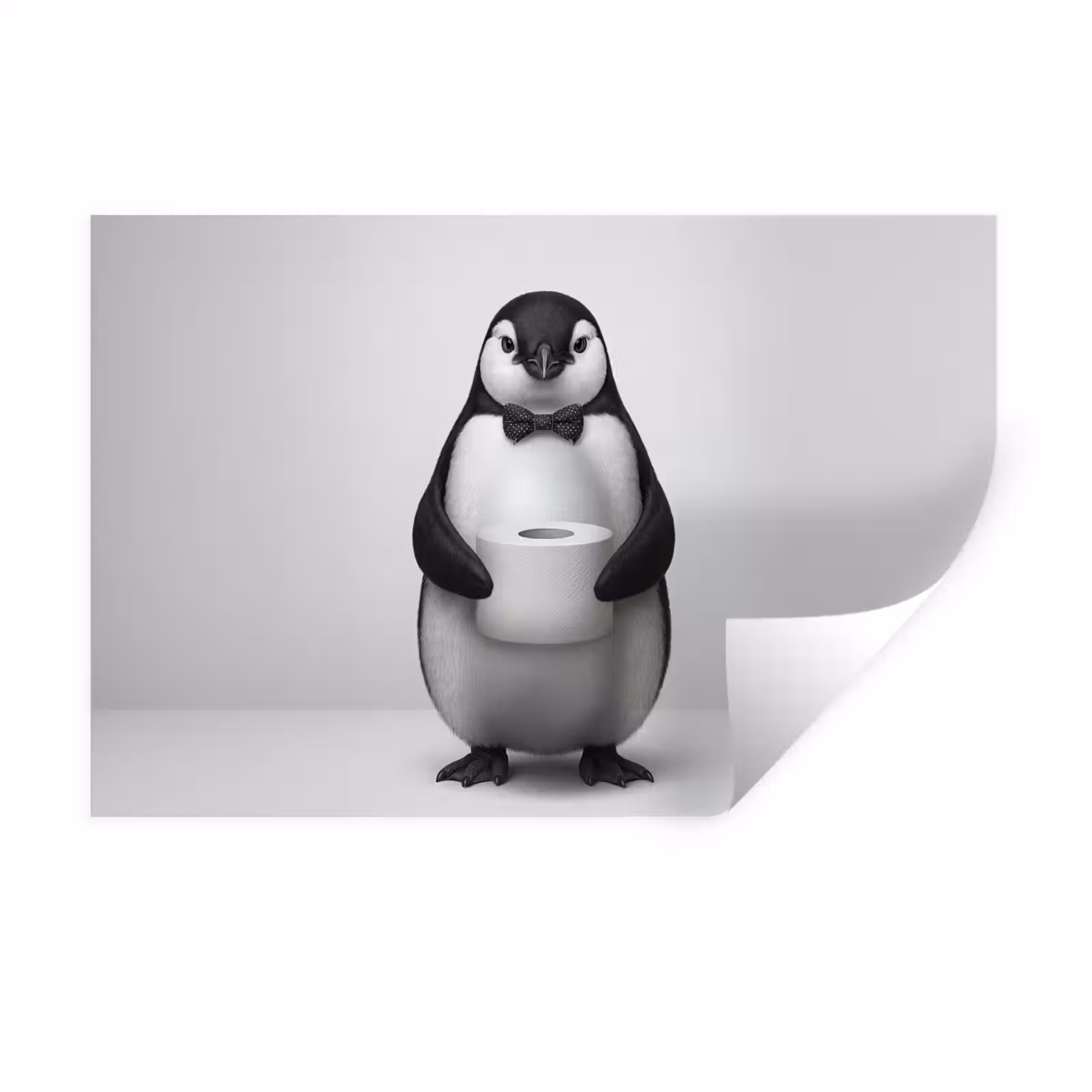 Muursticker - Pinguïn - WC rol - Wit — 1