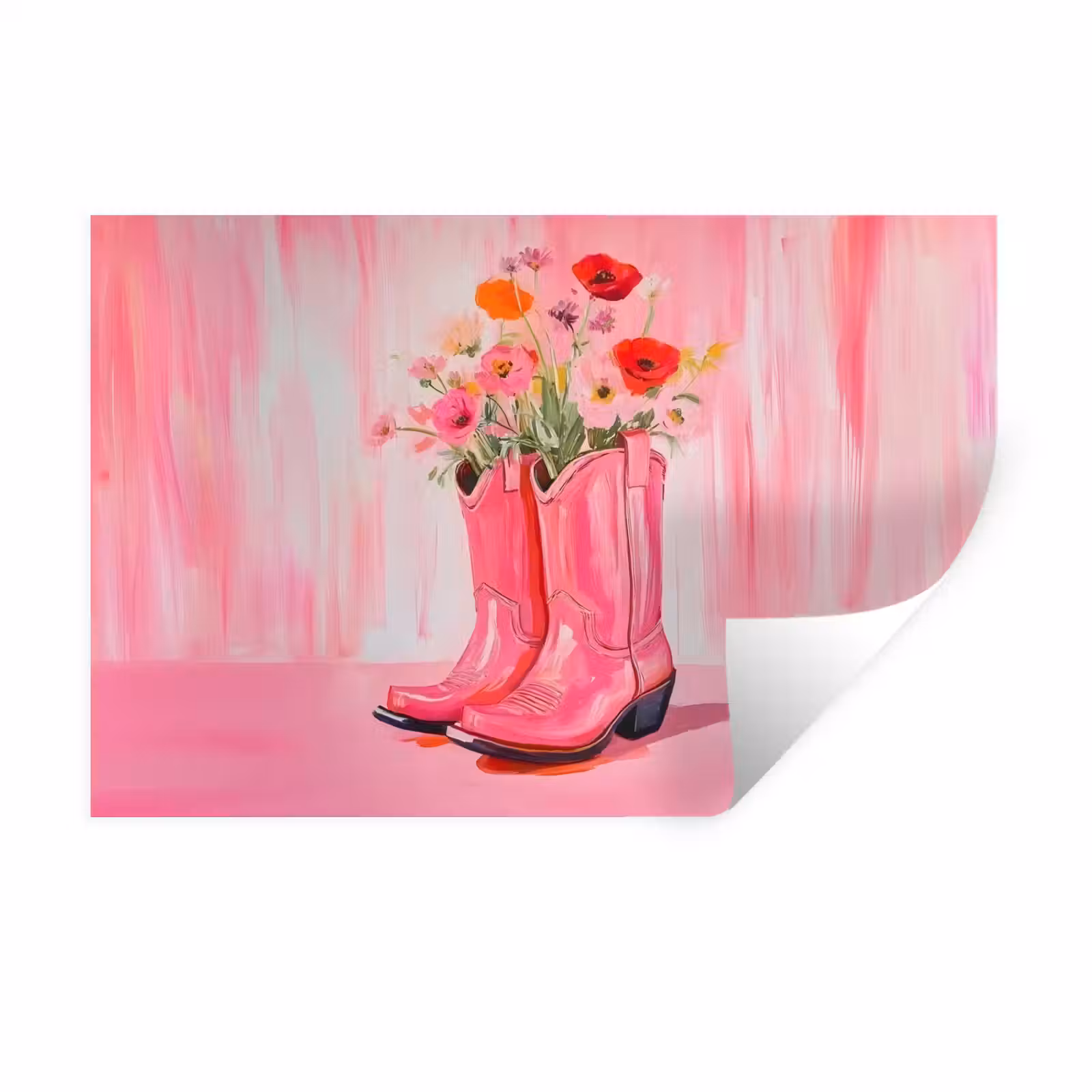 Muursticker - Roze - Bloemen - Cowboy — 1