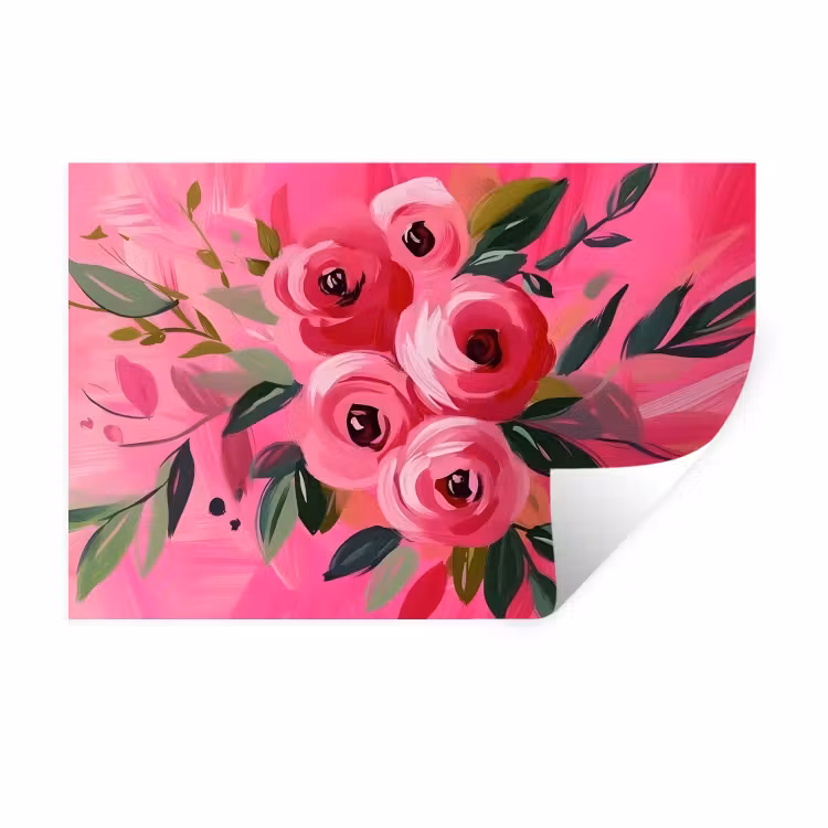 Muursticker - Bloemen - Verf - Roze — 1