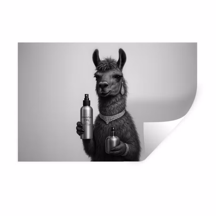 Muursticker - Lama - Flessen - Zwart - Wit — 1