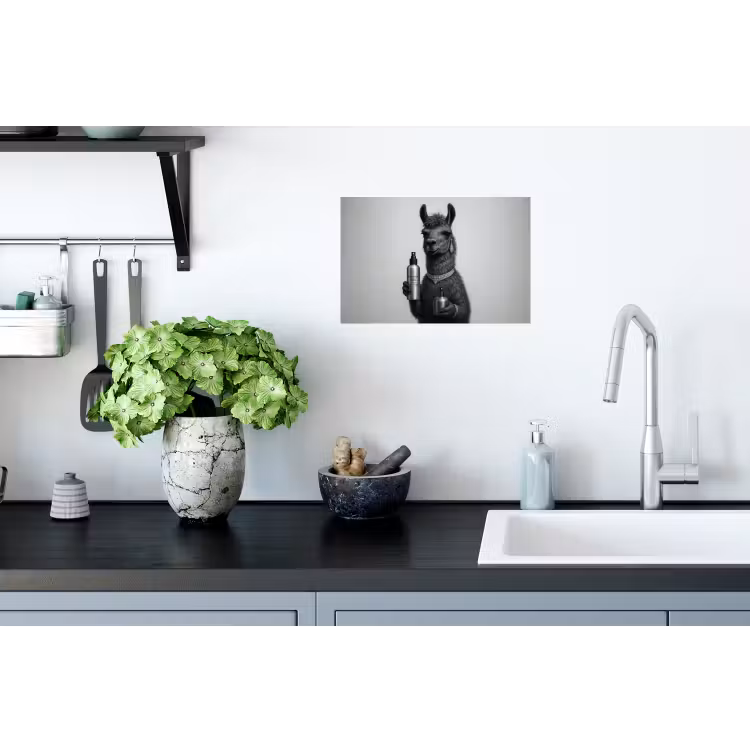 Muursticker - Lama - Flessen - Zwart - Wit — 2