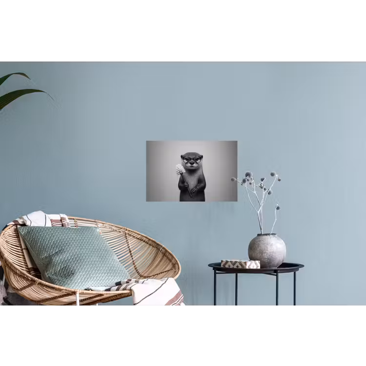Muursticker - Otter - Wc-borstel - Bril - Zwart - Wit — 4