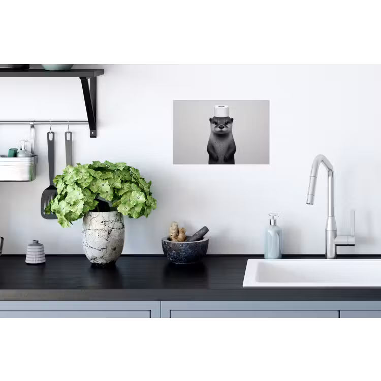 Muursticker - Otter - WC rol - Zwart - Wit — 2