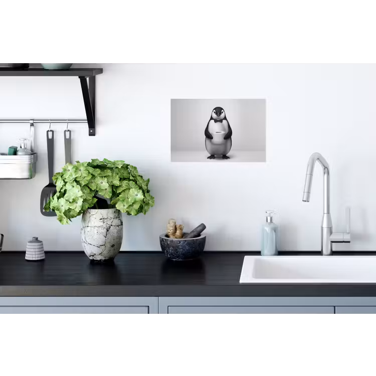 Muursticker - Pinguïn - WC rol - Wit — 2