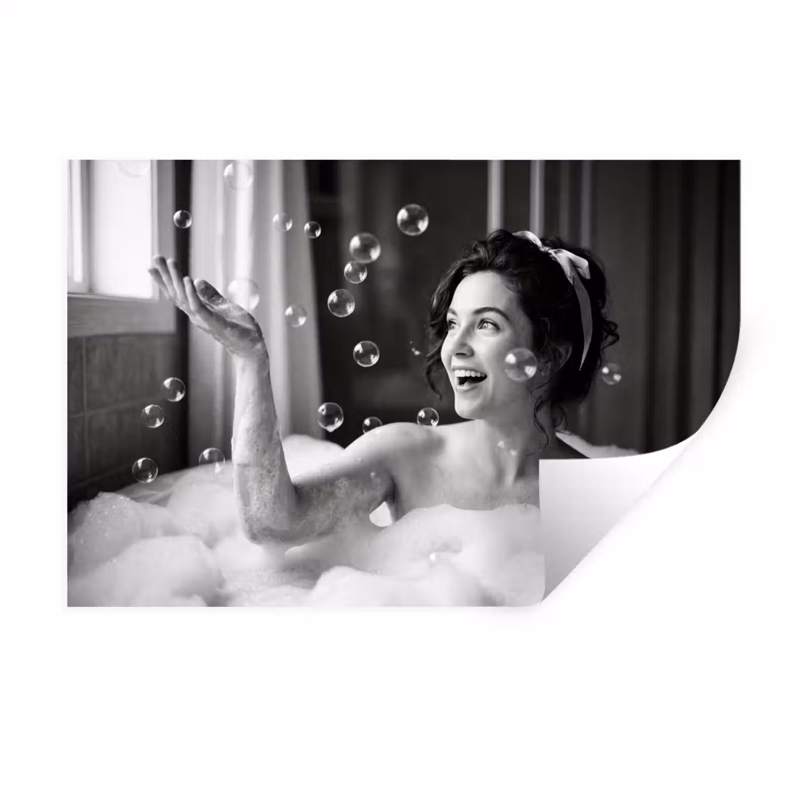 Muursticker - Bad - Bubbels - Zwart - Wit — 1