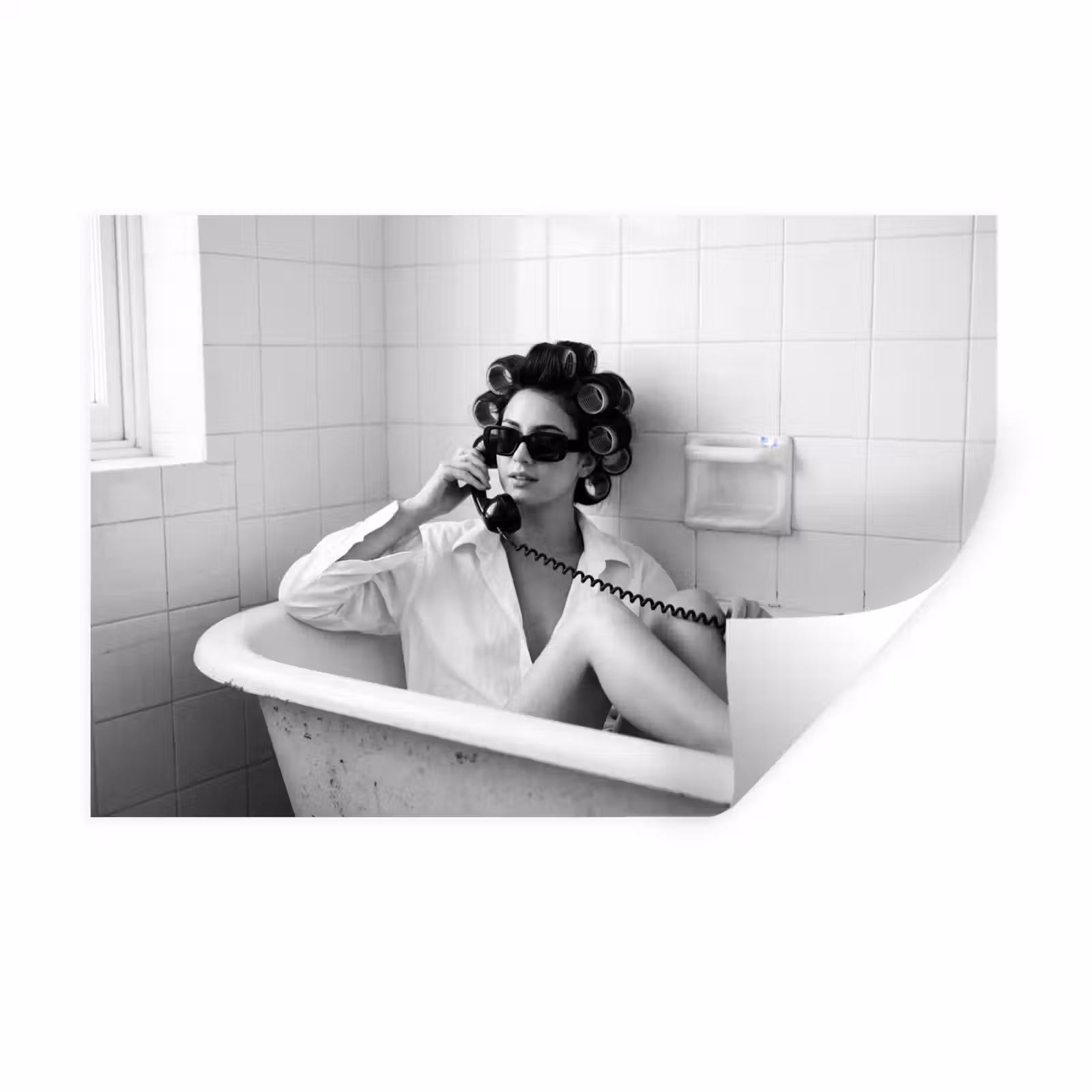 Muursticker - Bad - Vrouw - Zwart - Wit — 1