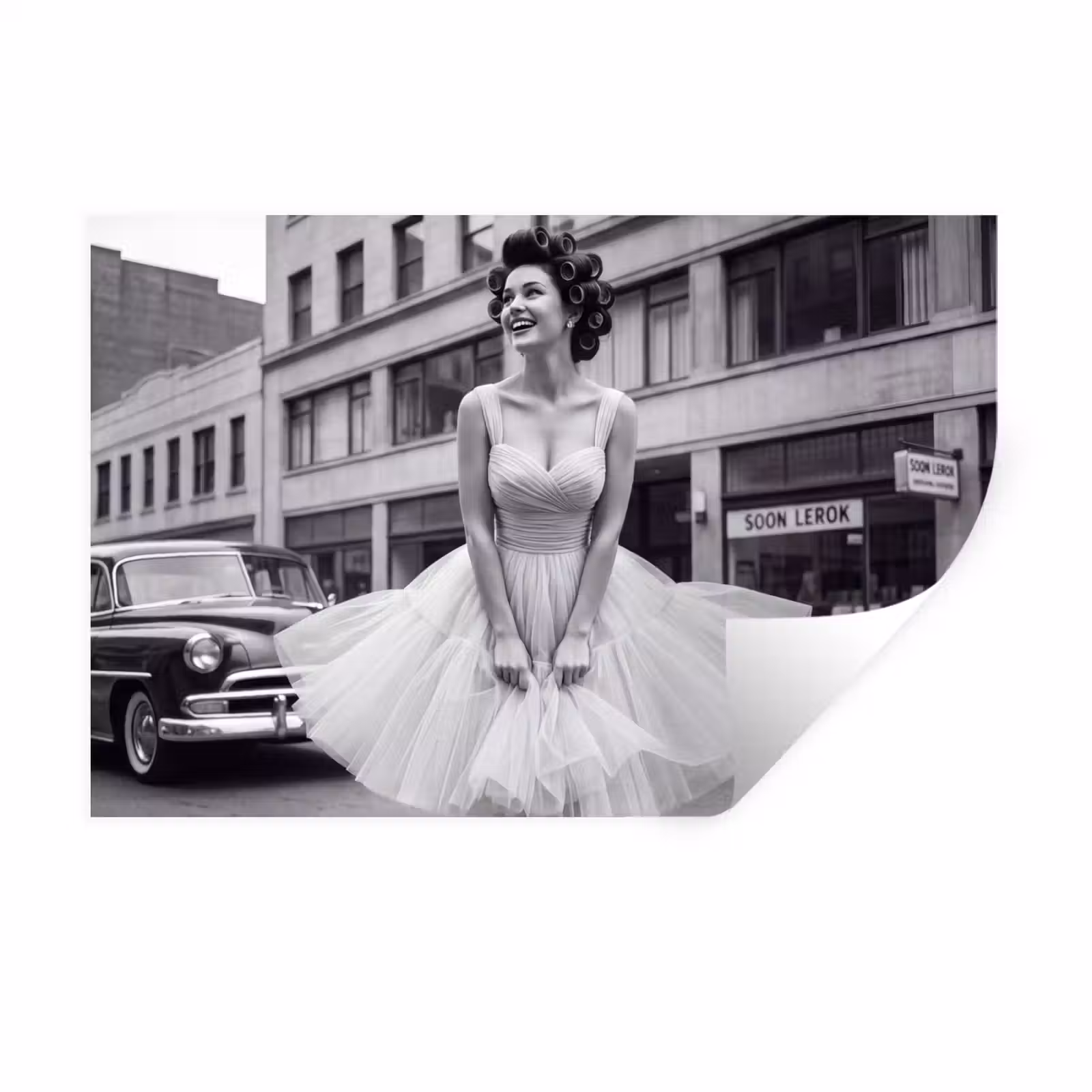 Muursticker - Retro - Vrouw - Zwart - Wit — 1