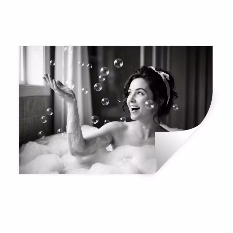 Muursticker - Bad - Bubbels - Zwart - Wit — 1