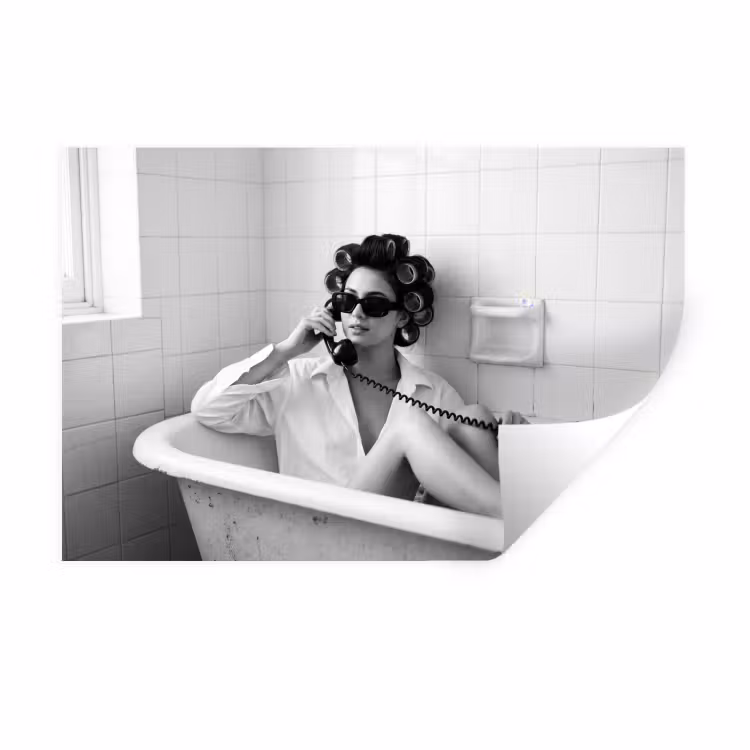 Muursticker - Bad - Vrouw - Zwart - Wit — 1
