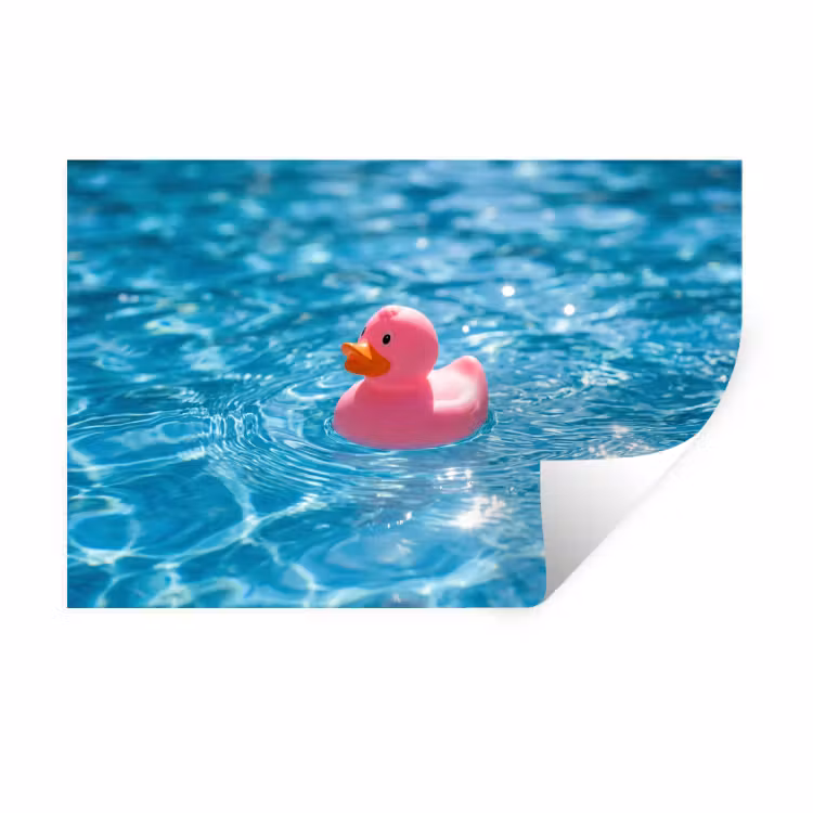Muursticker - Badeend - Dobberend - Roze — 1