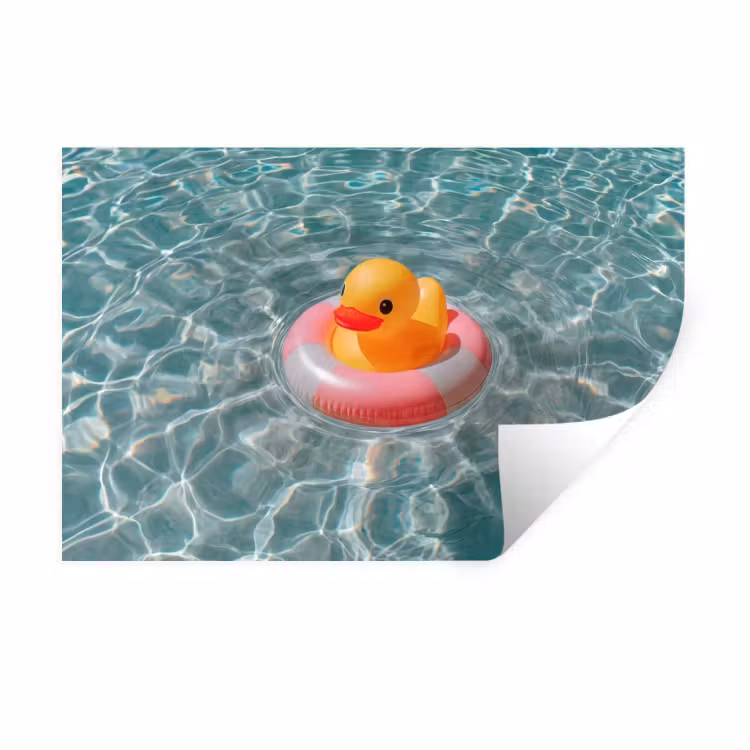 Muursticker - Badeend - Zwemband - Geel — 1