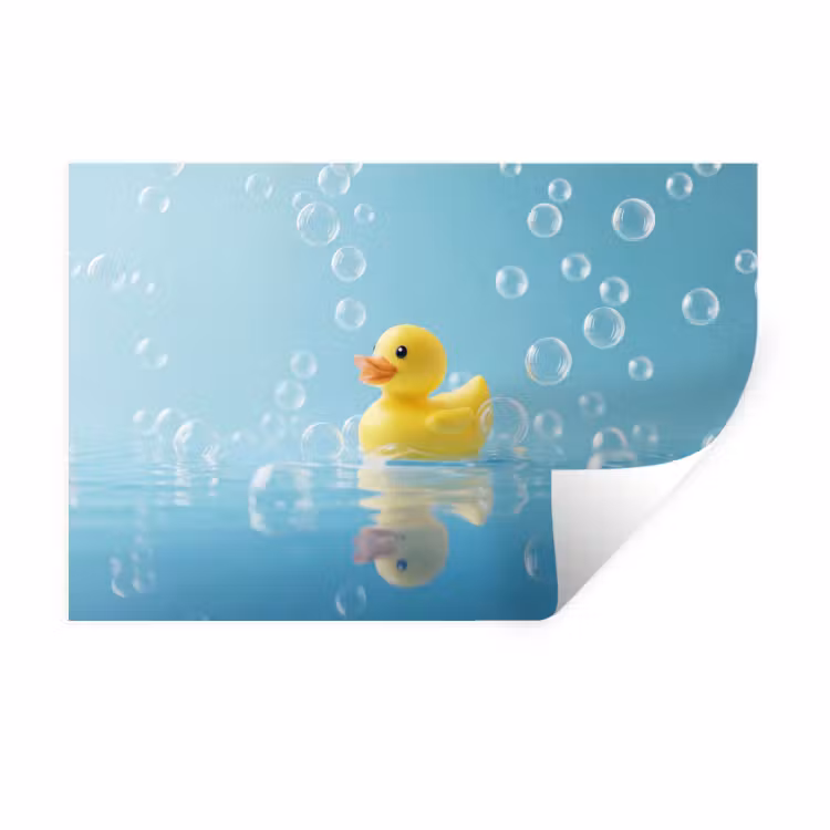 Muursticker - Bubbels - Badeend - Geel — 1