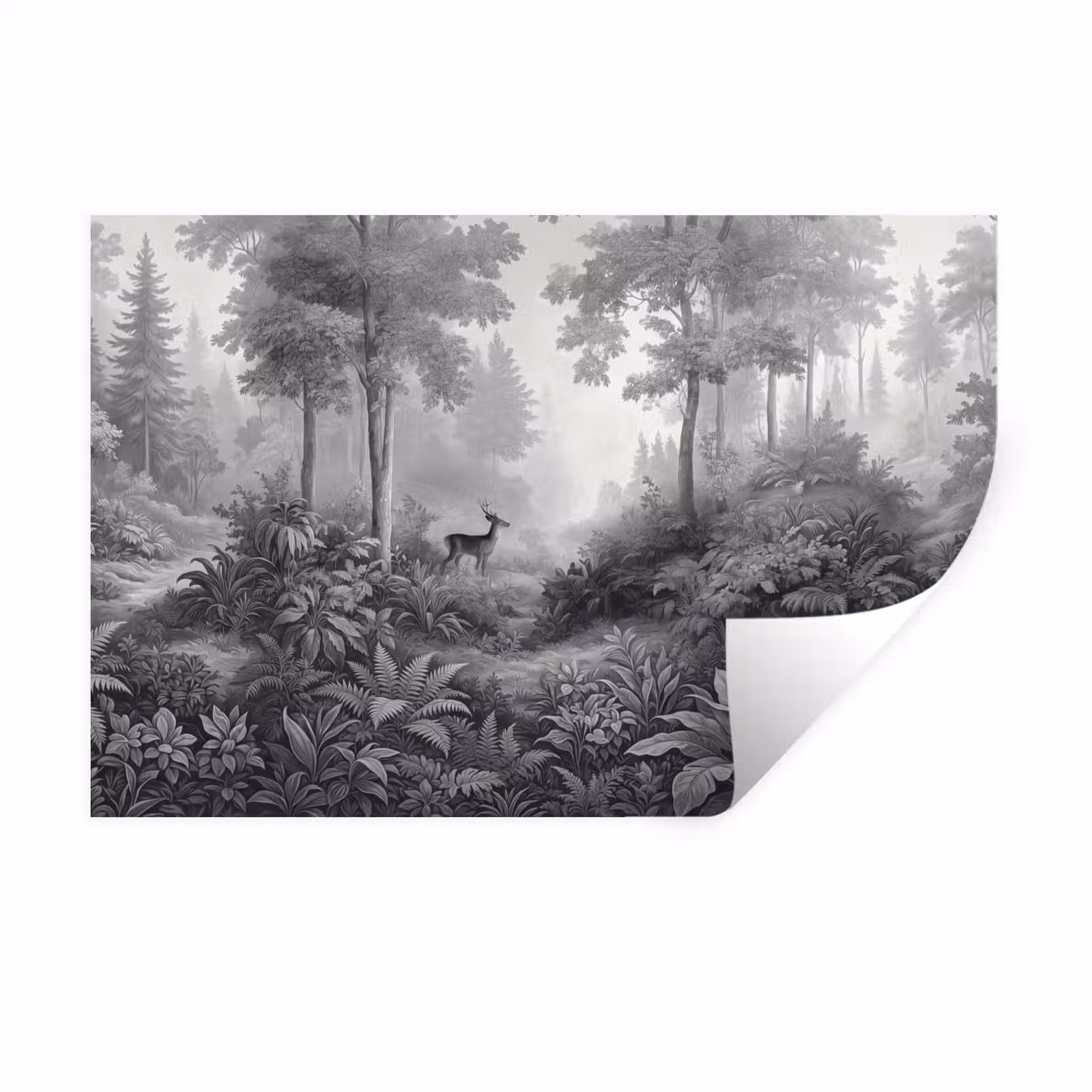 Muursticker - Bos - Hert - Zwart - Wit — 1