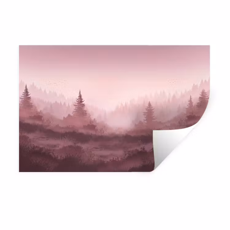 Muursticker - Landschap - Mistig - Roze — 1