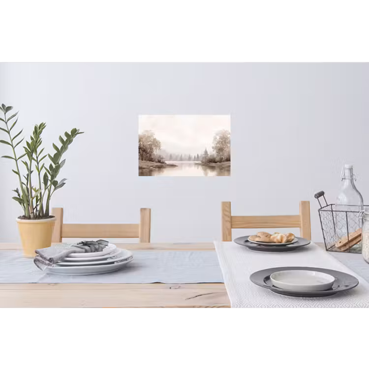 Muursticker - Rivierlandschap - Minimalistisch - Aardetinten — 3