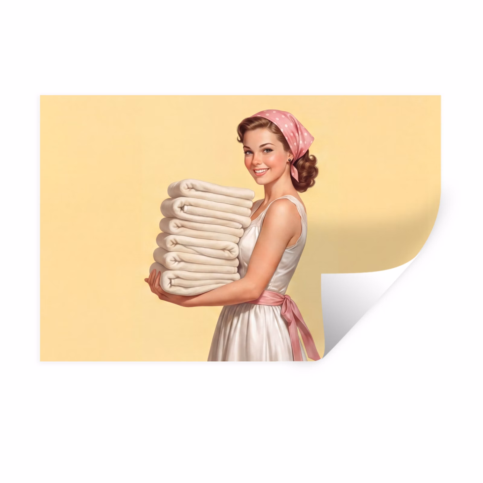 Muursticker - Handdoeken - Vrouw - Jurk - Roze — 1