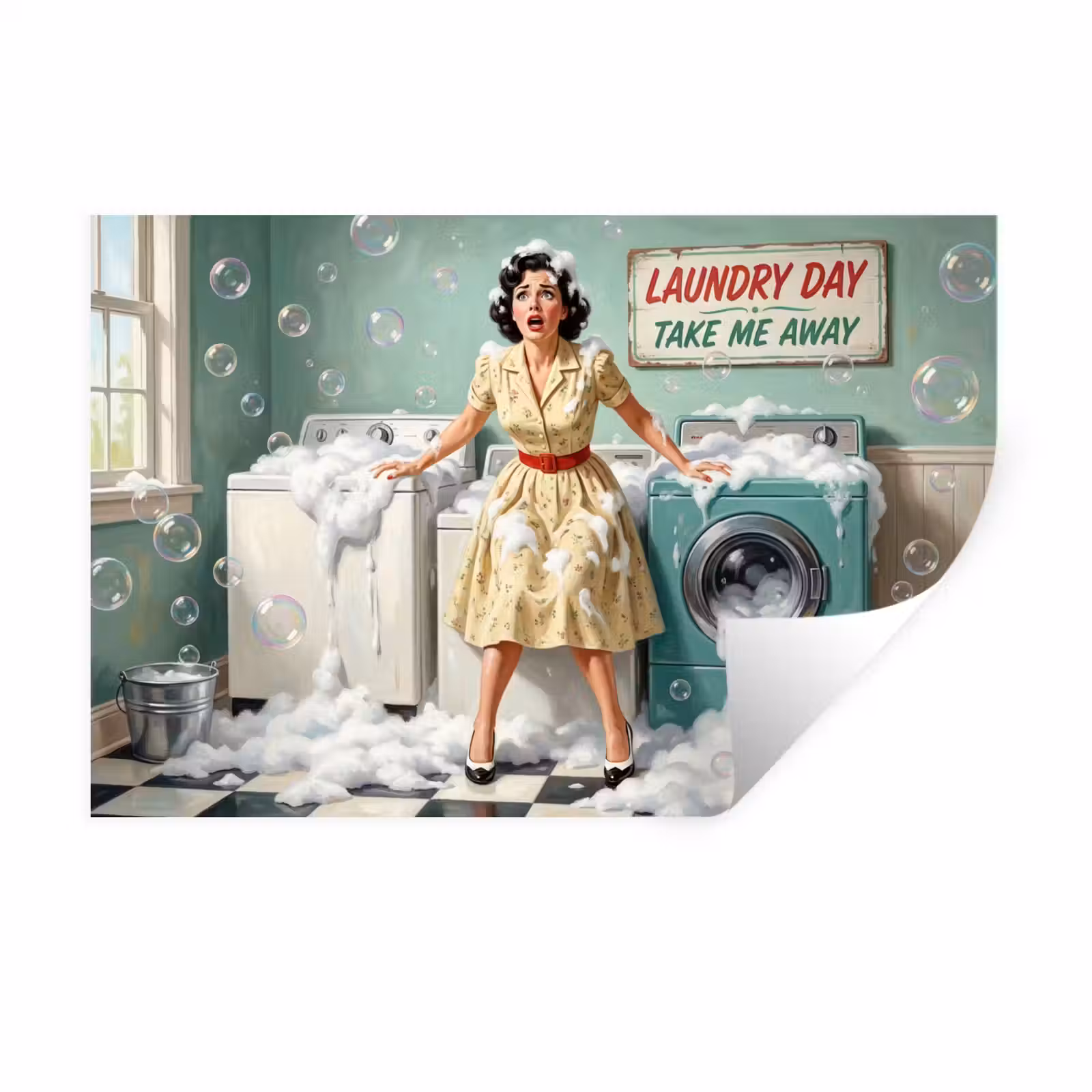 Muursticker - Retro - Blauw - Vrouw — 1