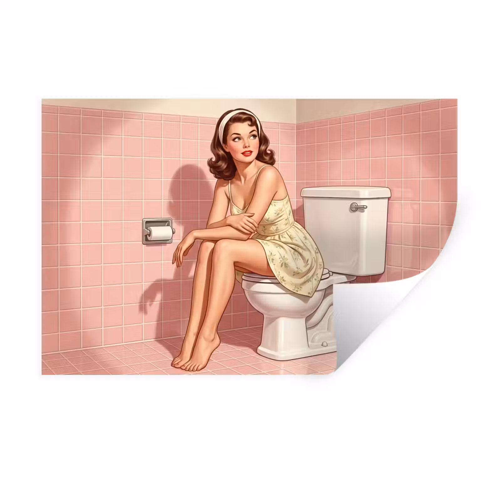 Muursticker - Roze - Retro - Vrouw — 1