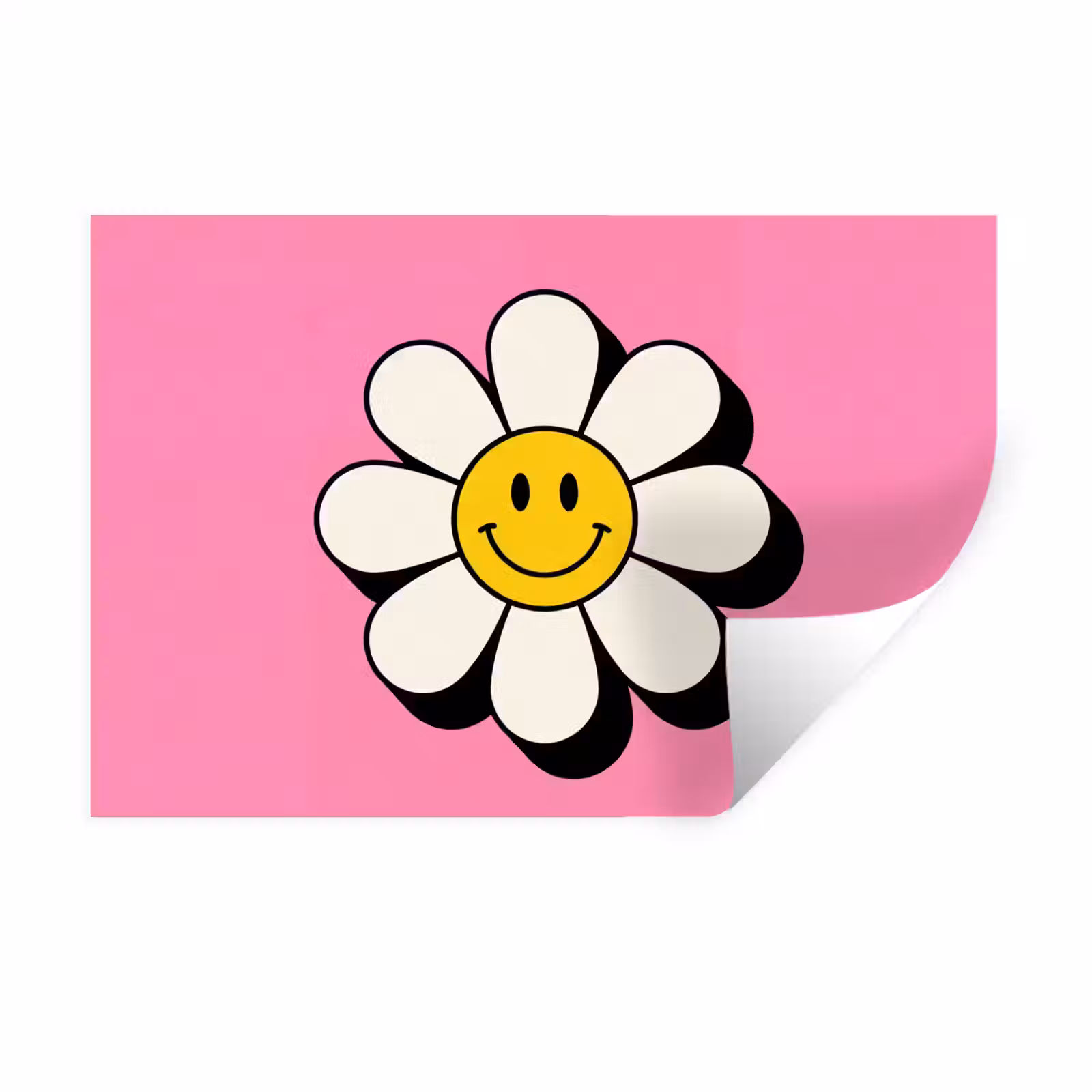 Muursticker - Smiley - Bloem - Roze — 1