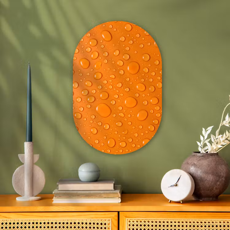 Muurovaal - Kunststof - Water - Druppels - Oranje — 3