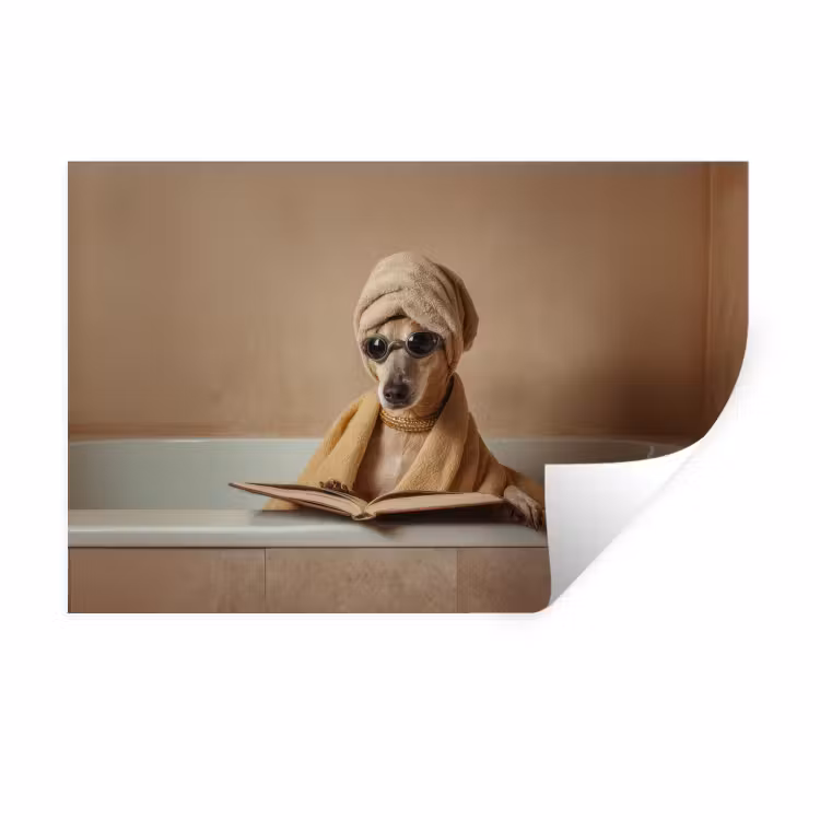 Muursticker - Bad - Hond - Boek - Zonnebril — 1