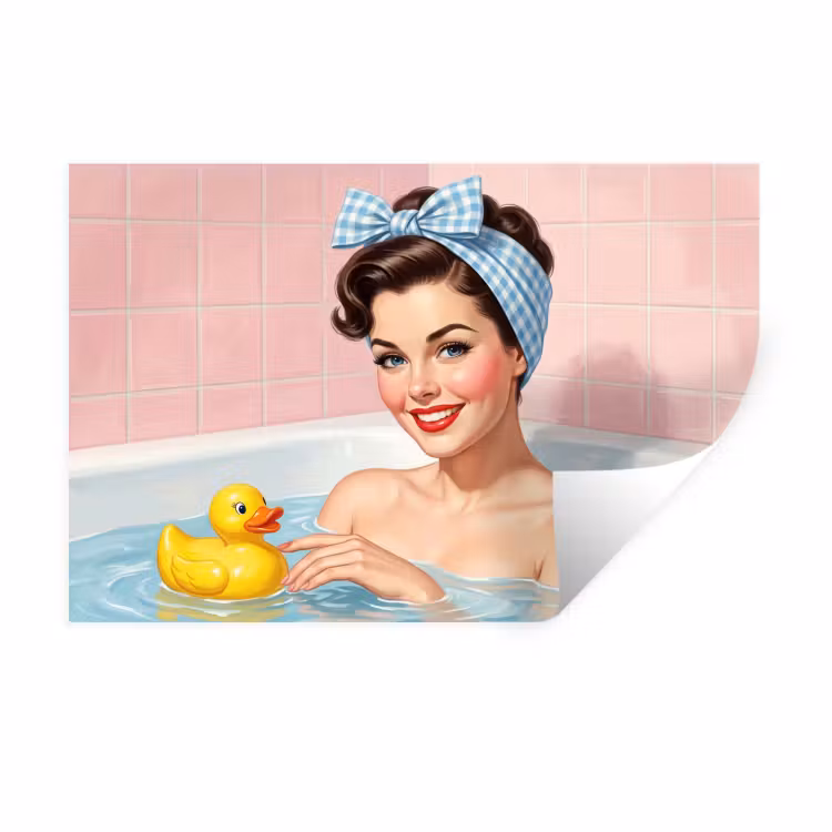 Muursticker - Badkamer - Eend - Blauw — 1