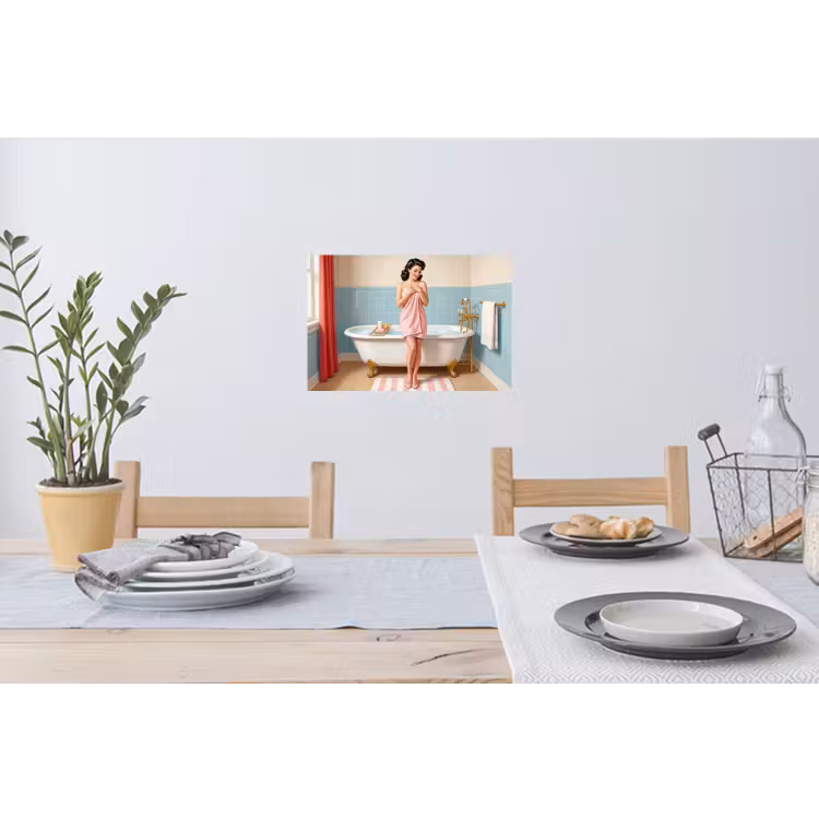 Muursticker - Badkamer - Vrouw - Roze — 3