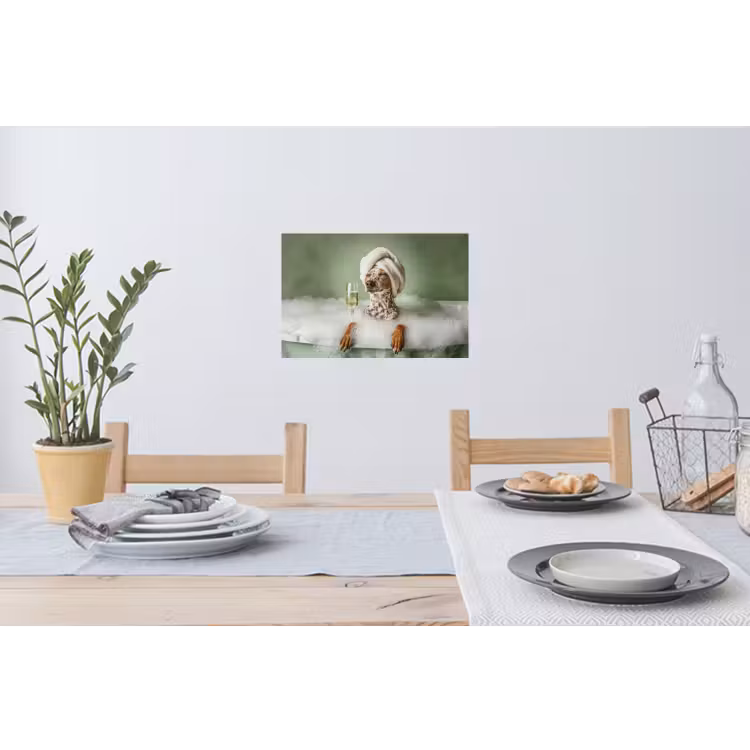 Muursticker - Hond - Bad - Champagne - Handdoek — 3