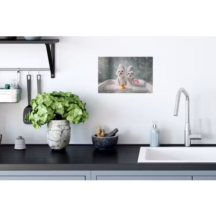 Muursticker - Hondjes - Badkuip - Badeendjes - Handdoeken — 2
