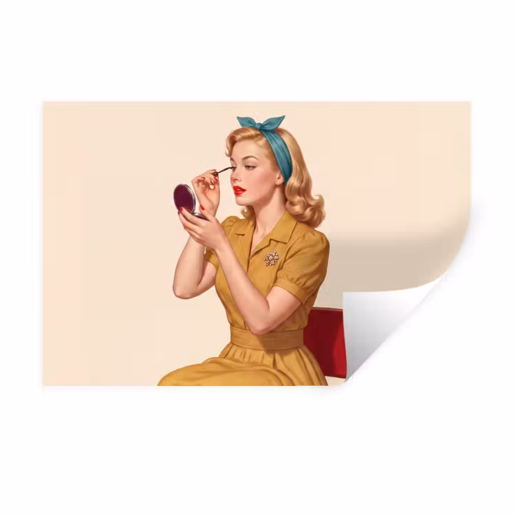 Muursticker - Illustratie - Mascara - Vrouw - Geel — 1