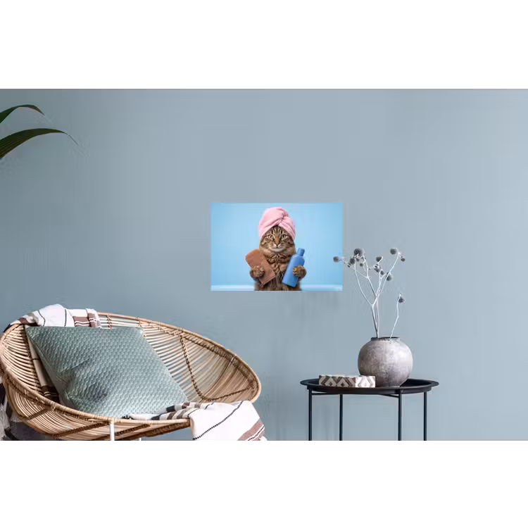 Muursticker - Kat - Handdoek - Washand - Zeep — 4