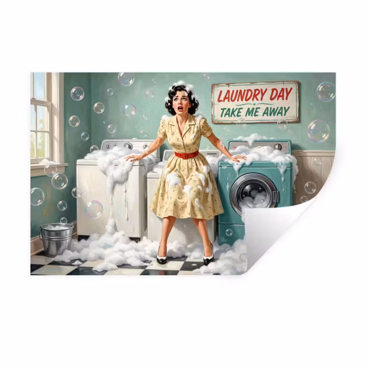Muursticker - Retro - Blauw - Vrouw — 1