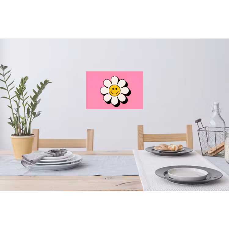 Muursticker - Smiley - Bloem - Roze — 3