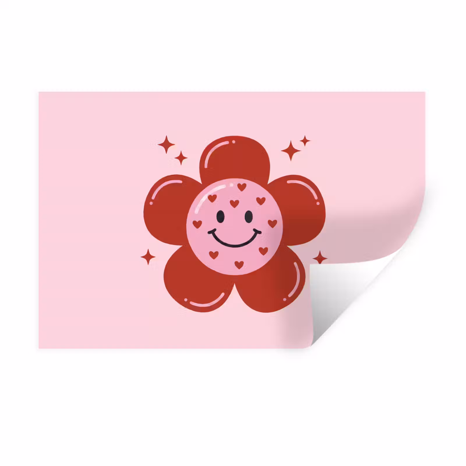 Muursticker - Bloem - Roze - Hartjes — 1