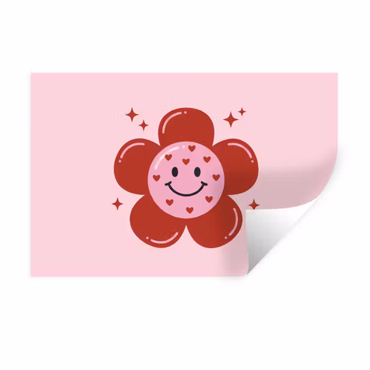 Muursticker - Bloem - Roze - Hartjes — 1