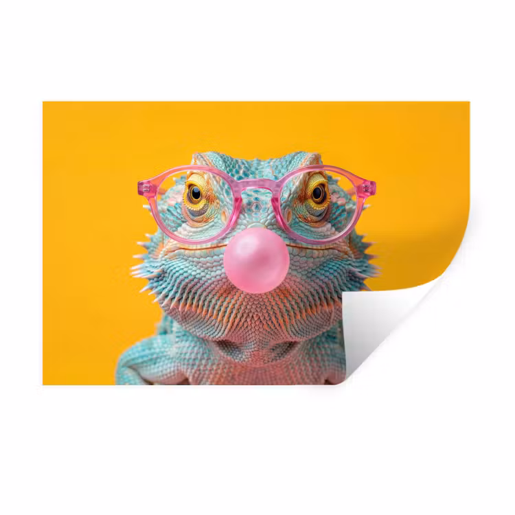 Muursticker - Kameleon - Kauwgom - Kleurrijk — 1