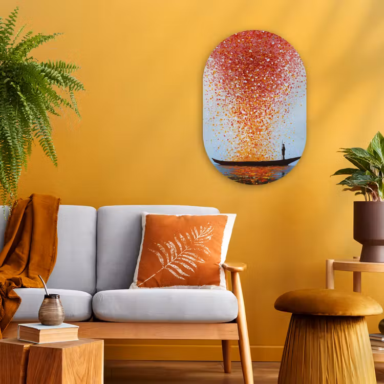Muurovaal - Kunststof - Wolk - Confetti - Boot - Wateroppervlakte — 1