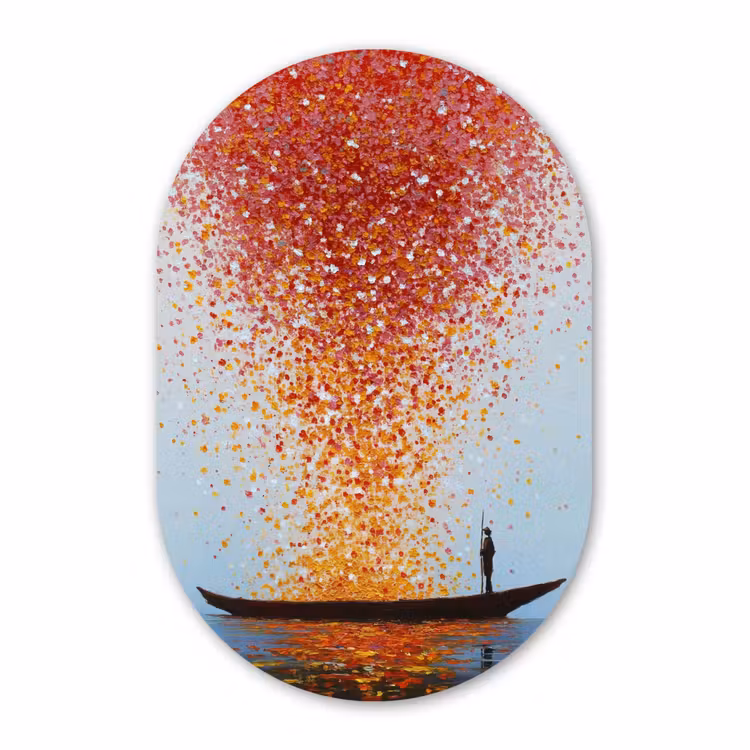 Muurovaal - Kunststof - Wolk - Confetti - Boot - Wateroppervlakte — 2