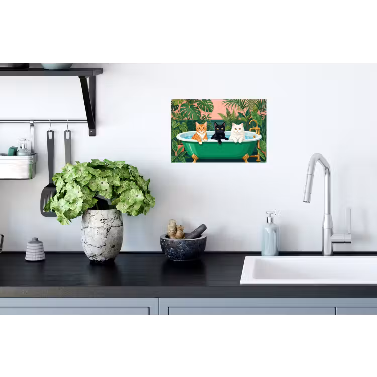 Muursticker - Badkamer - Kattenparade - Kleurrijk — 2