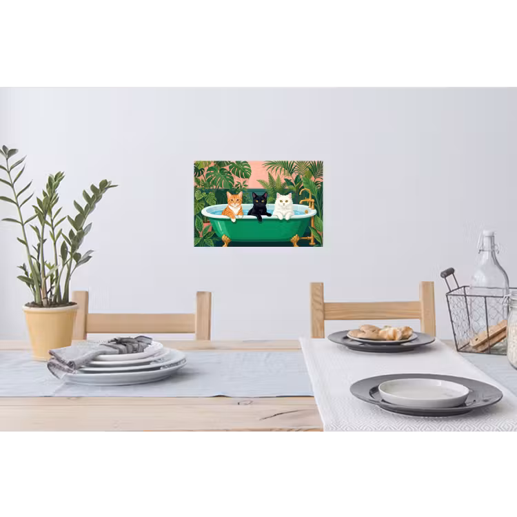 Muursticker - Badkamer - Kattenparade - Kleurrijk — 3