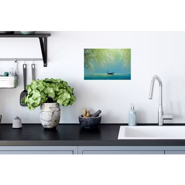 Muursticker - Bootje - Water - Bladeren - Bloesems — 2