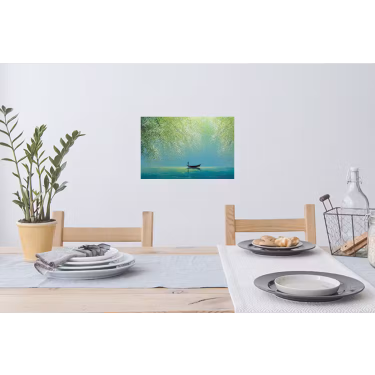 Muursticker - Bootje - Water - Bladeren - Bloesems — 3