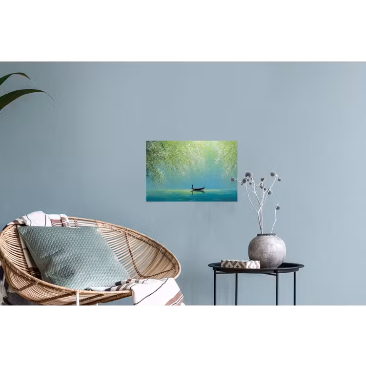 Muursticker - Bootje - Water - Bladeren - Bloesems — 4