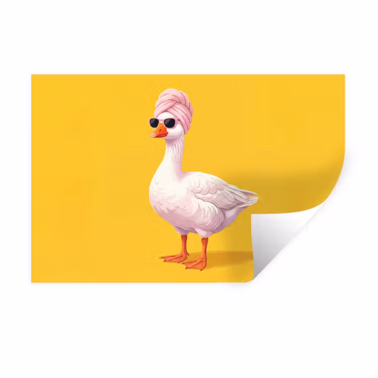 Muursticker - Eend - Zonnebril - Geel — 1