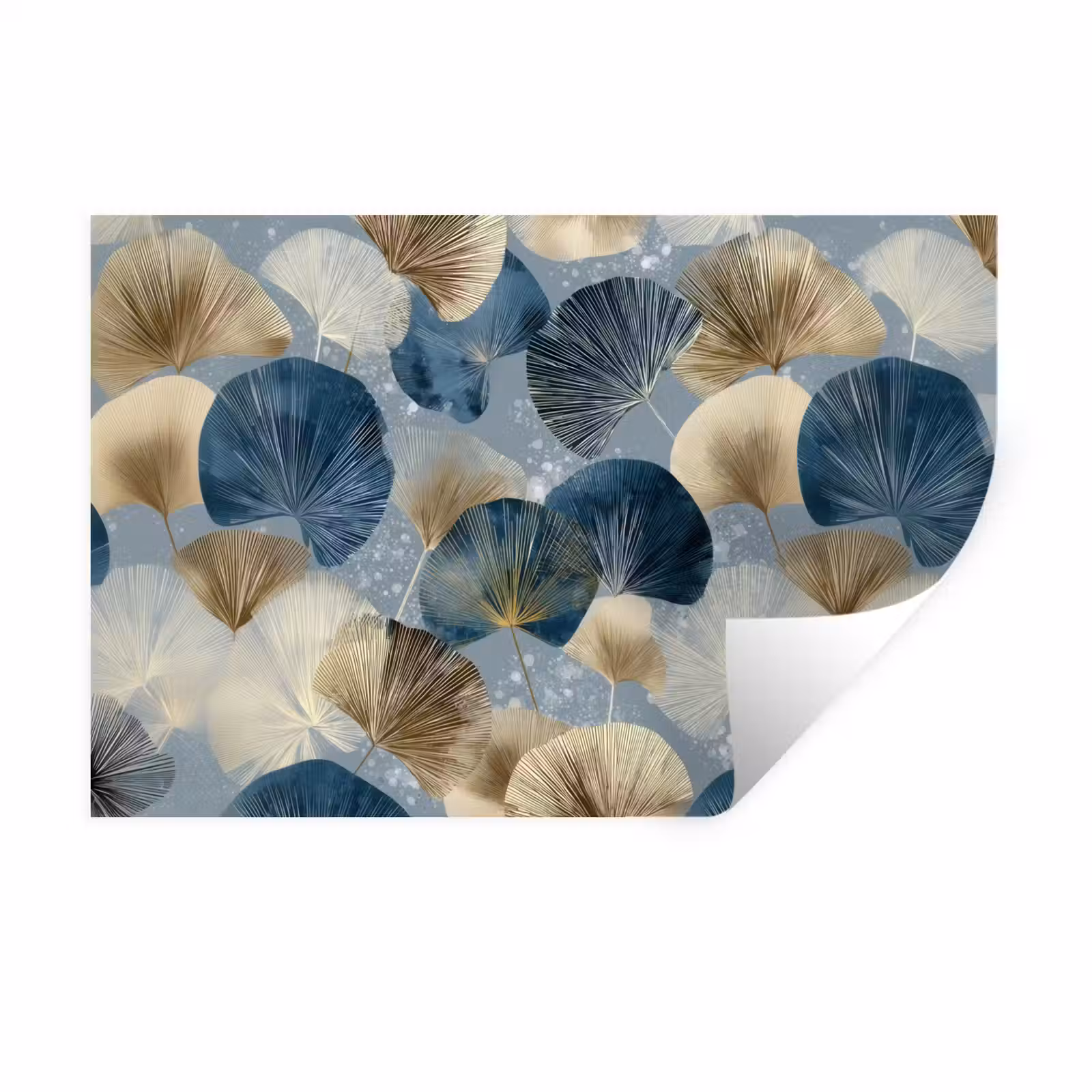Muursticker - Bladeren - Abstract - Goud - Blauw — 1
