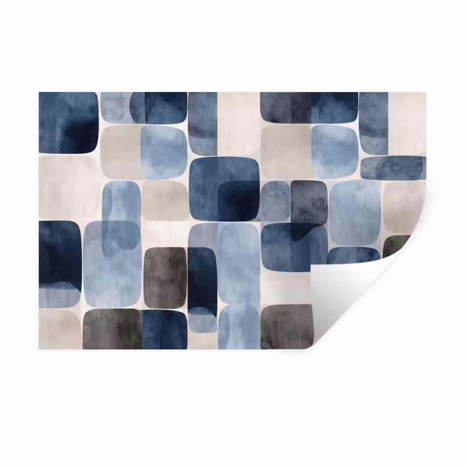 Muursticker - Patroon - Blauw - Vierkanten — 1